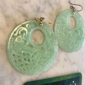JADE - Hand carved hoop earrings